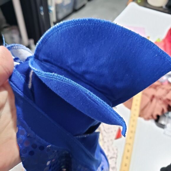 Vintage 80's Bling Sweatshirt Womens Large Blue Sequin Rhinestones Dolman Sleeve - Picture 11 of 13